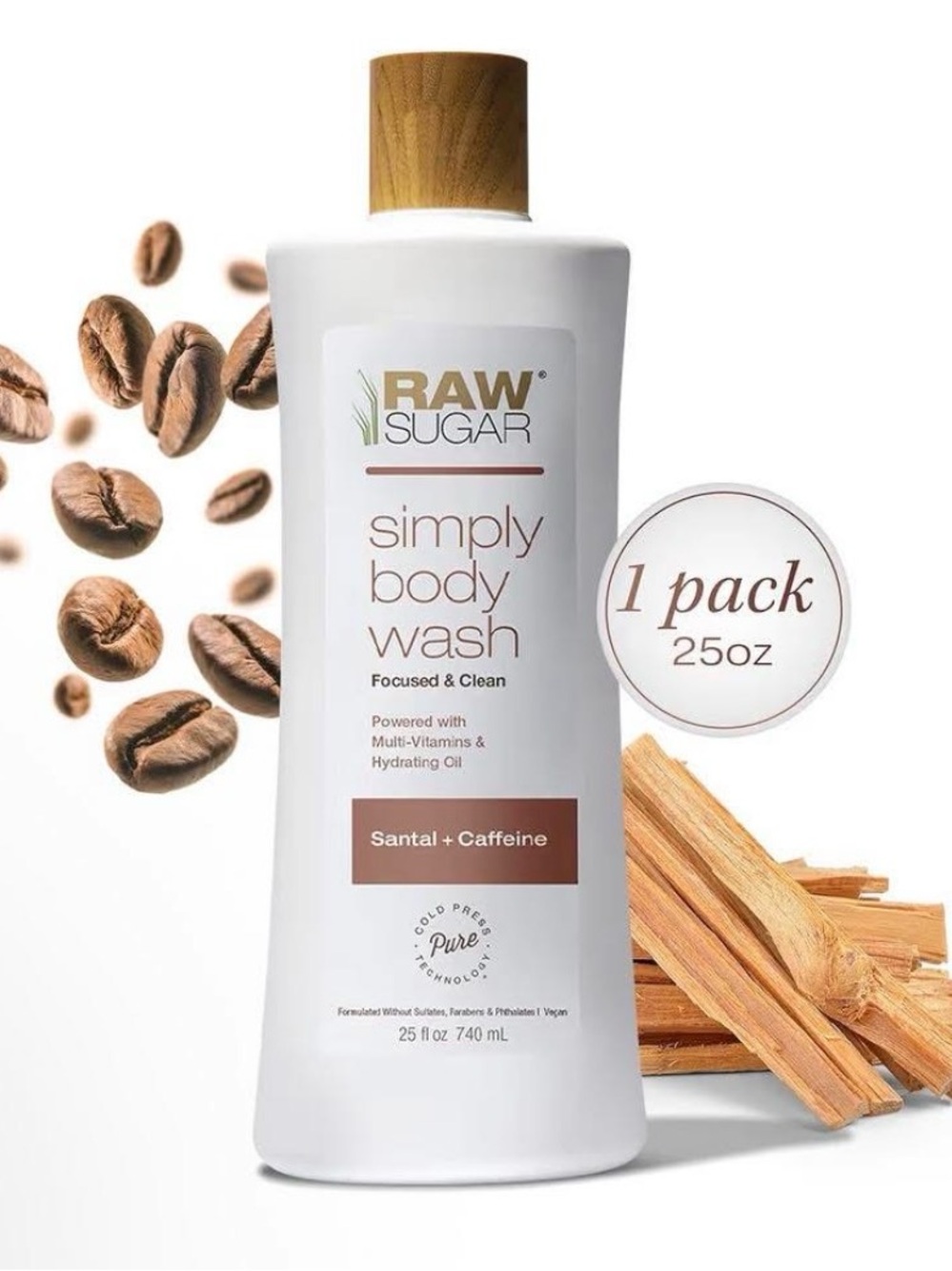 Sugar Raw Simply Body Wash Santal + Caffeine - White